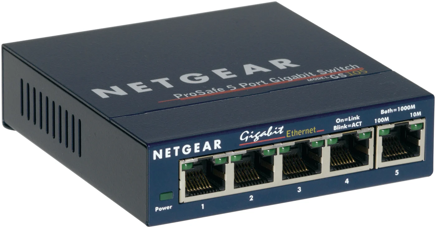 NETGEAR GS105 Неуправляем Gigabit Ethernet (10/100/1000) Син — GS105GE
