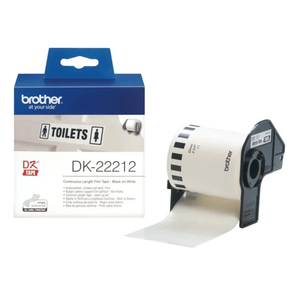 Brother DK-22212 етикетна лента Черен на бял фон — DK22212