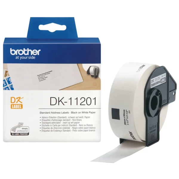 Brother DK-11201 етикетна лента Черен на бял фон — DK11201