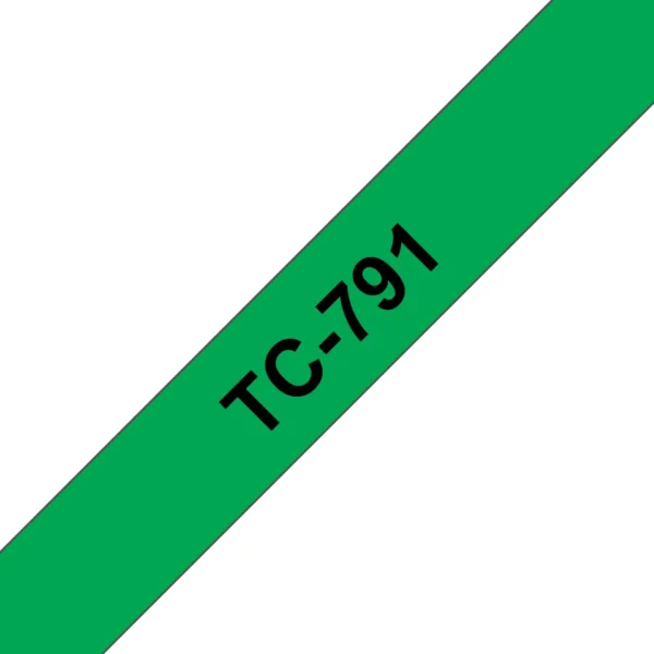 Brother TC-791 етикетна лента Черен на зелен фон — TC791