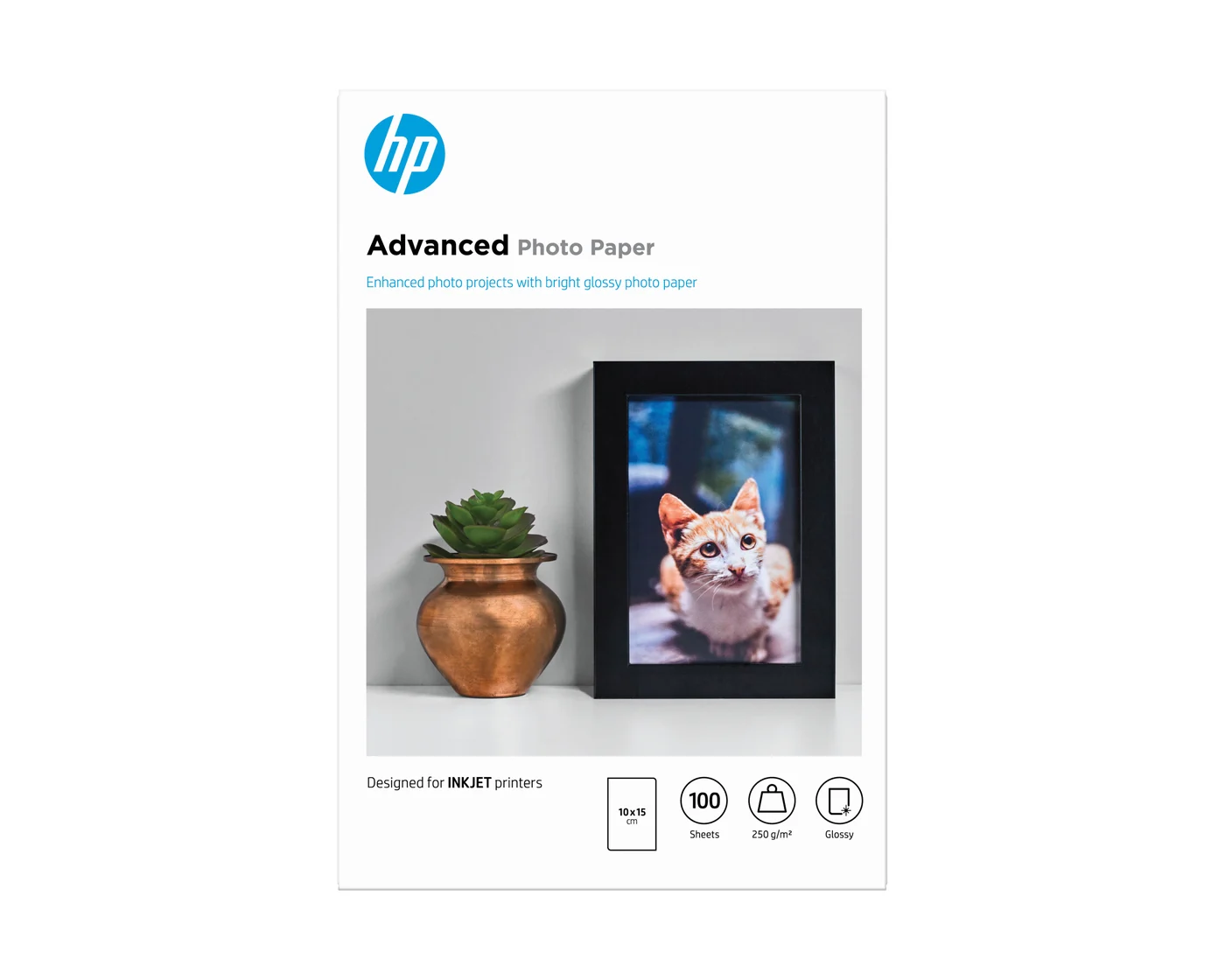 HP Усъвършенствана гланцирана фотохартия на НР – 100 листа/10 x 15 cm без граници — Q8692A HP Усъвършенствана гланцирана фотохартия на НР – 100 листа/10 x 15 cm без граници — Q8692A