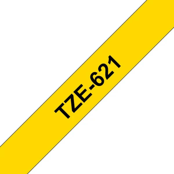 Brother TZE-621 етикетна лента Черен на жълт фон — TZE621