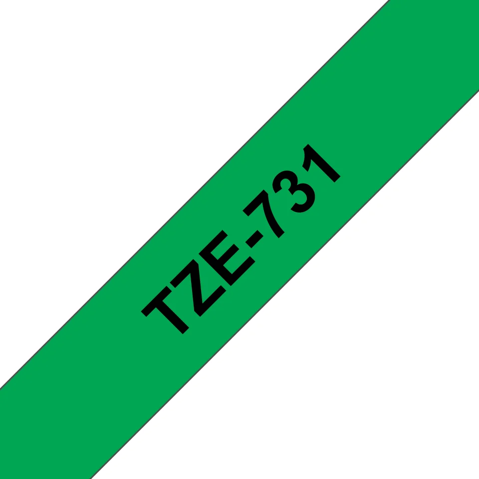 Brother TZE-731 етикетна лента Черен на зелен фон — TZE731