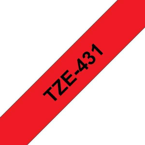 Brother TZE-431 етикетна лента Черен на червен фон — TZE431