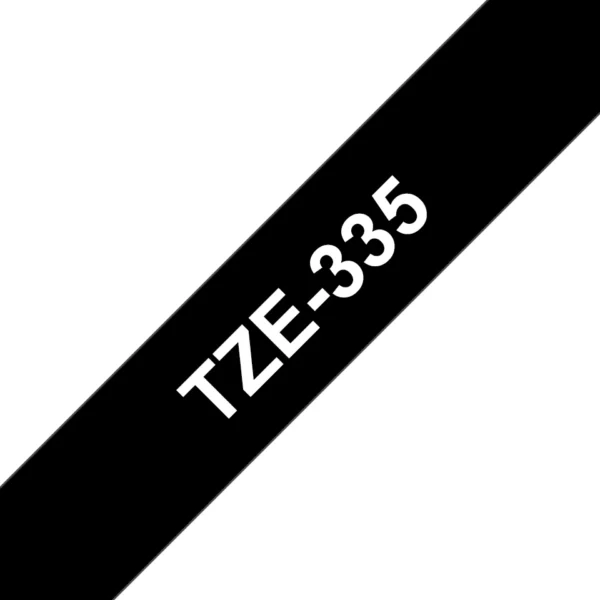 Brother TZE-335 етикетна лента Бяло на черен фон TZ — TZE335