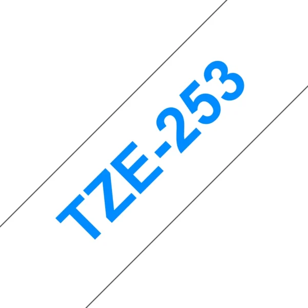 Brother TZE-253 етикетна лента Син на бял фон — TZE253