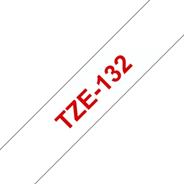Brother TZE-132 етикетна лента Червено на прозрачен фон — TZE132