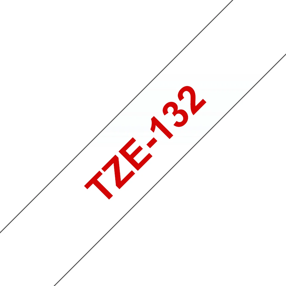 Brother TZE-132 етикетна лента Червено на прозрачен фон — TZE132