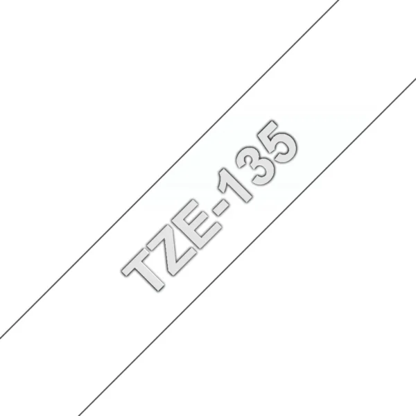 Brother TZE-135 етикетна лента Бяло на прозрачен фон — TZE135
