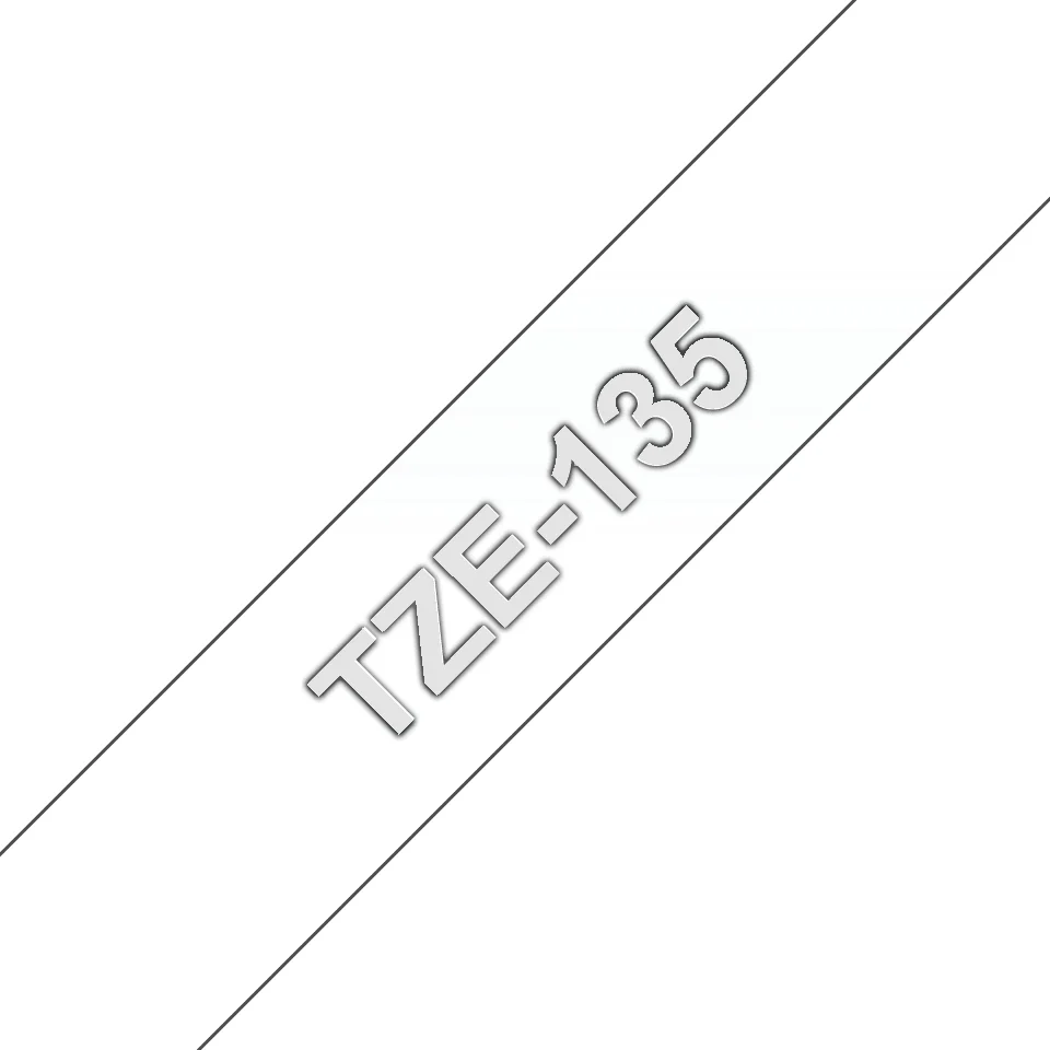 Brother TZE-135 етикетна лента Бяло на прозрачен фон — TZE135