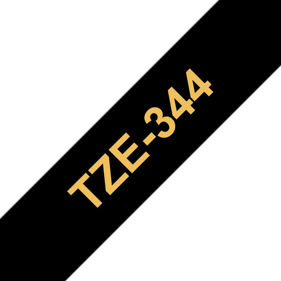 Brother TZE-344 етикетна лента Златен на черен фон — TZE344