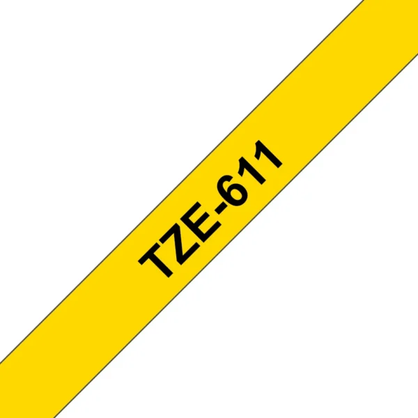 Brother TZE-611 етикетна лента Черен на жълт фон — TZE611