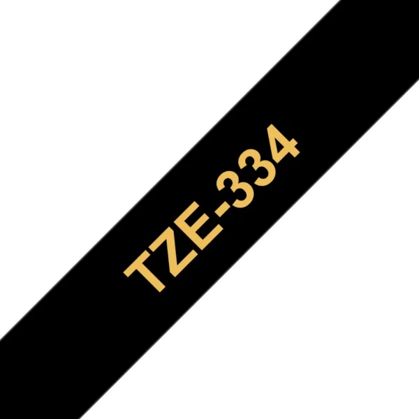 Brother TZE-334 етикетна лента Златен на черен фон — TZE334