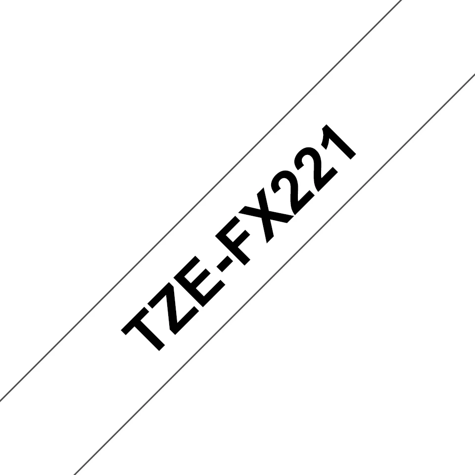 Brother TZE-FX221 етикетна лента Черен на бял фон — TZEFX221