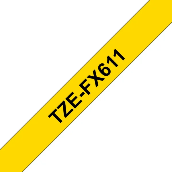 Brother TZE-FX611 етикетна лента Черен на жълт фон — TZEFX611