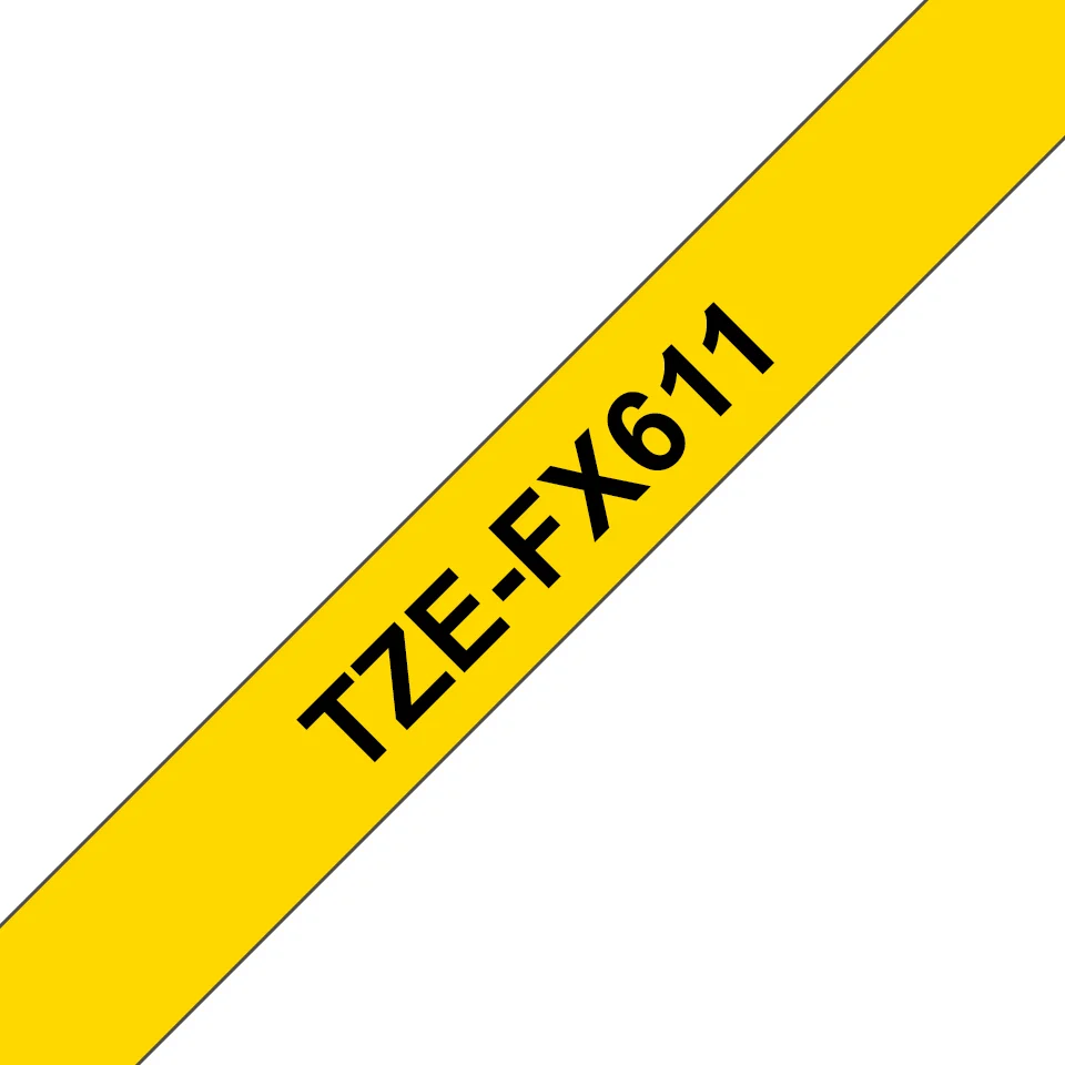Brother TZE-FX611 етикетна лента Черен на жълт фон — TZEFX611