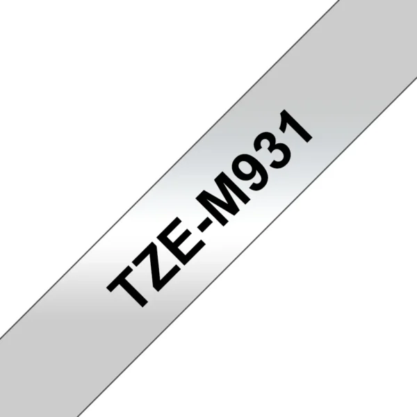 Brother TZE-M931 етикетна лента Черен на сребърен фон — TZEM931