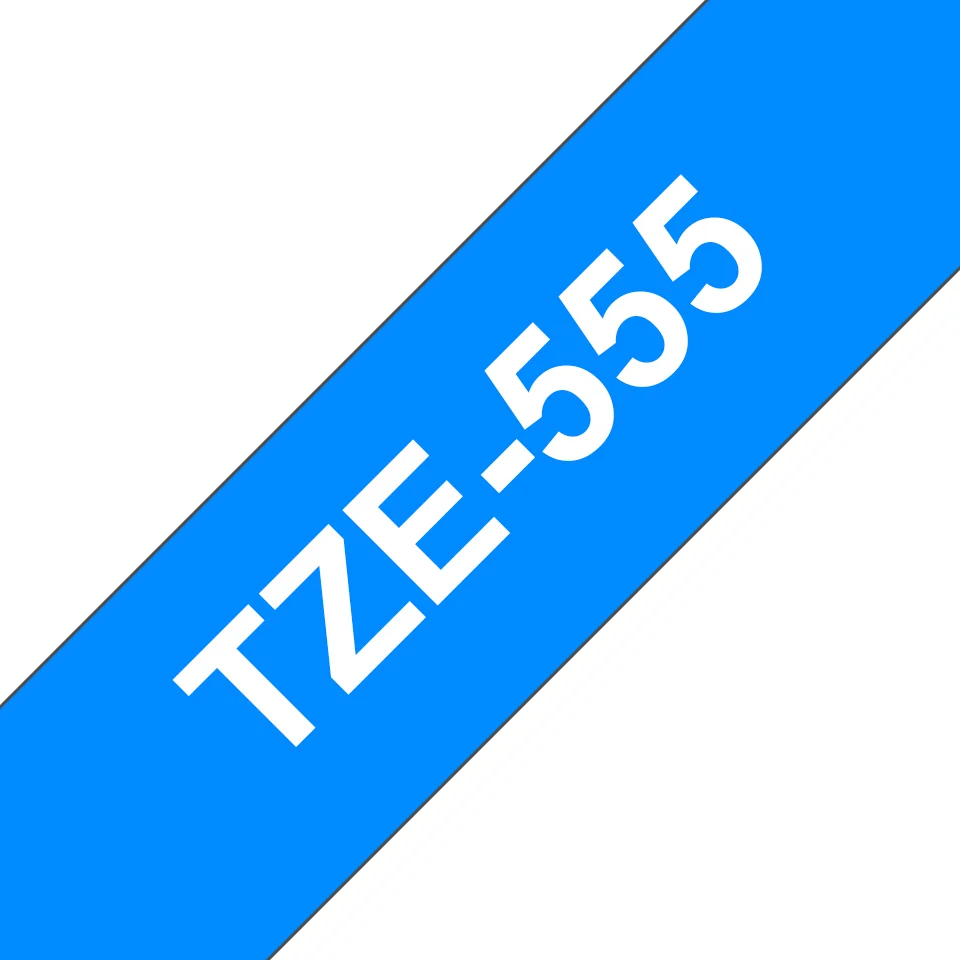 Brother TZE-555 етикетна лента Бяло на син фон — TZE555