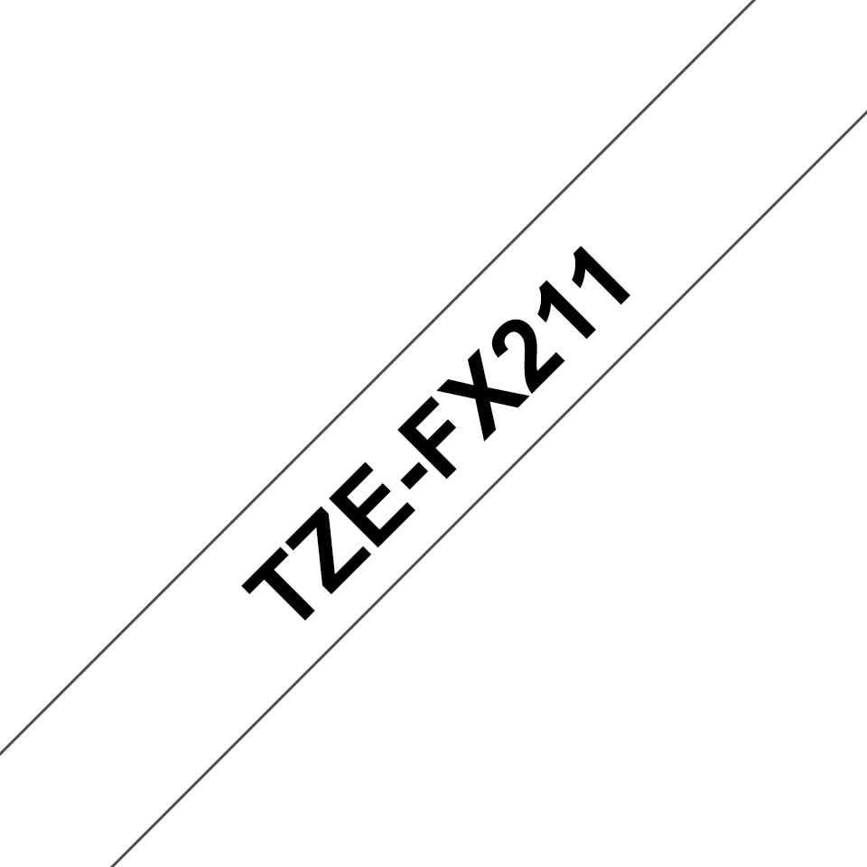 Brother TZE-FX211 етикетна лента Черен на бял фон — TZEFX211