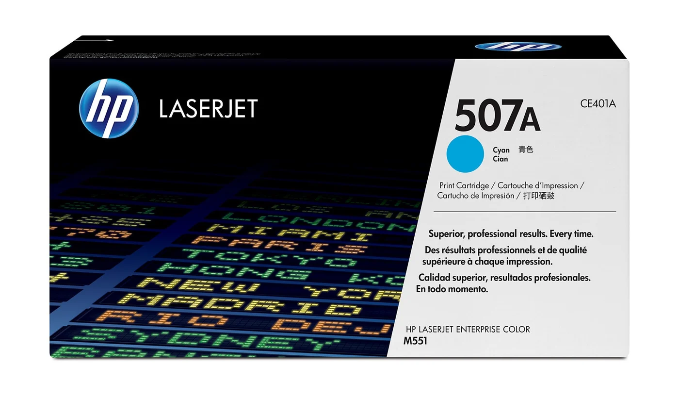 HP Оригинална тонер касета за LaserJet 507A, цвят циан — CE401A