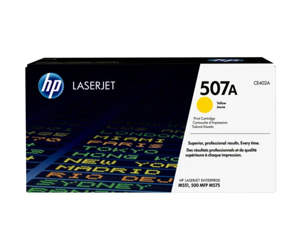 HP Оригинална тонер касета за LaserJet 507A, цвят жълт — CE402A