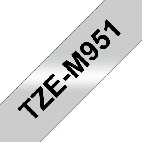 Brother TZE-M951 етикетна лента Черен на сребърен фон — TZEM951