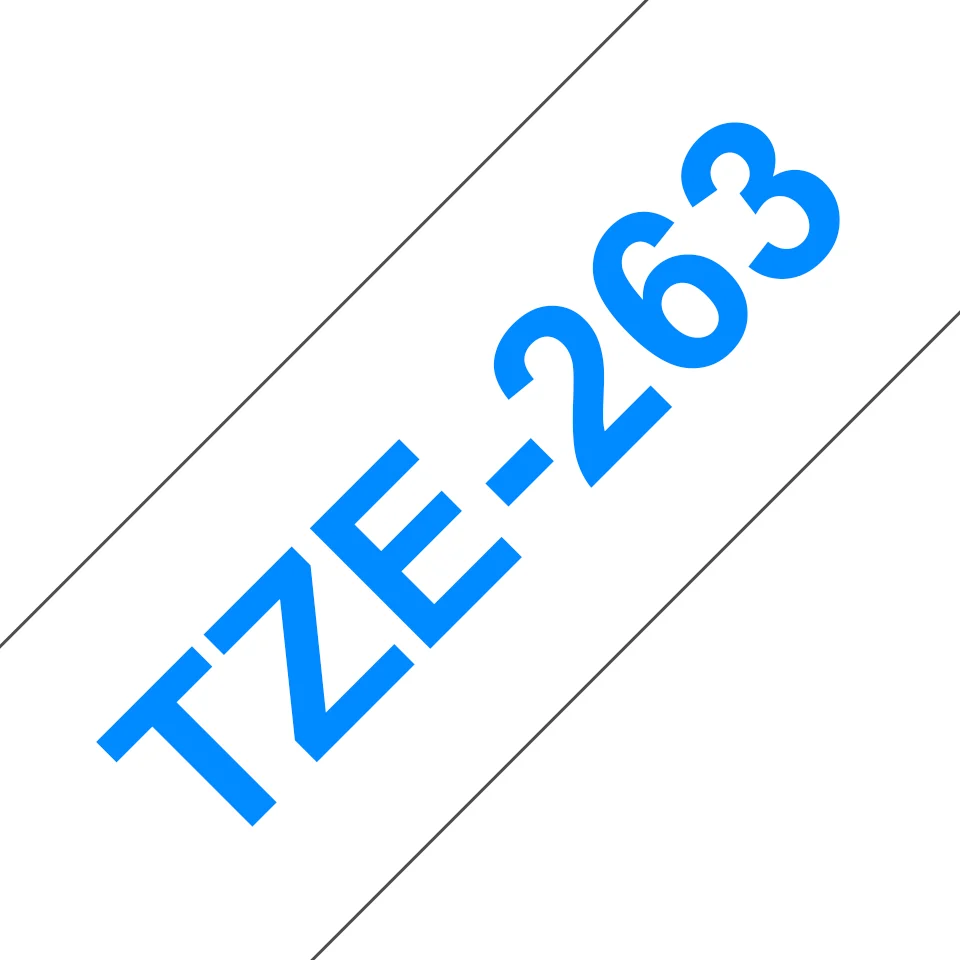 Brother TZE-263 етикетна лента Син на бял фон — TZE263