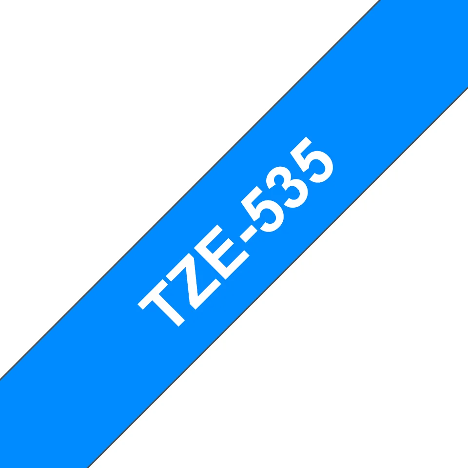 Brother TZE-535 етикетна лента Бяло на син фон — TZE535