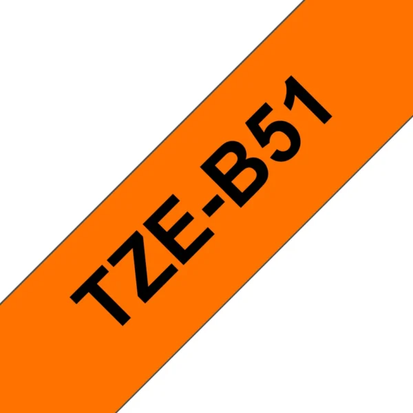 Brother TZE-B51 етикетна лента Черен върху флуоресцентно оранжев — TZEB51