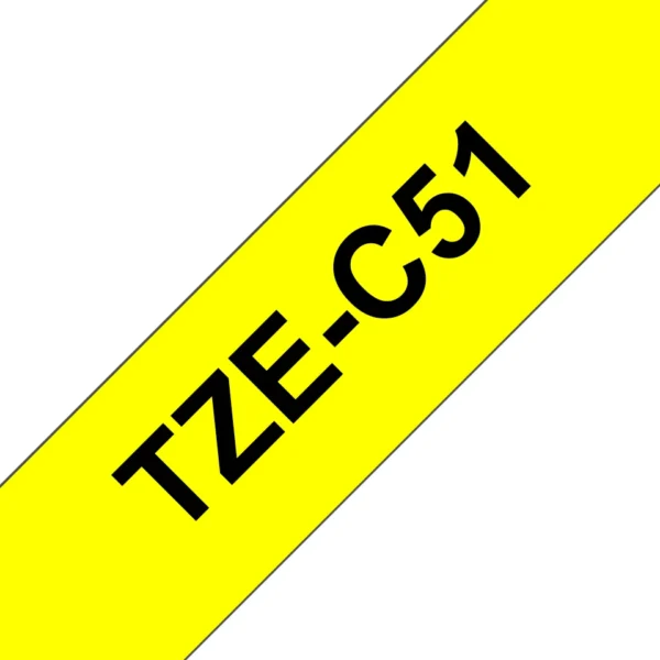 Brother TZE-C51 етикетна лента Черен върху флуоресцентно жълт — TZEC51