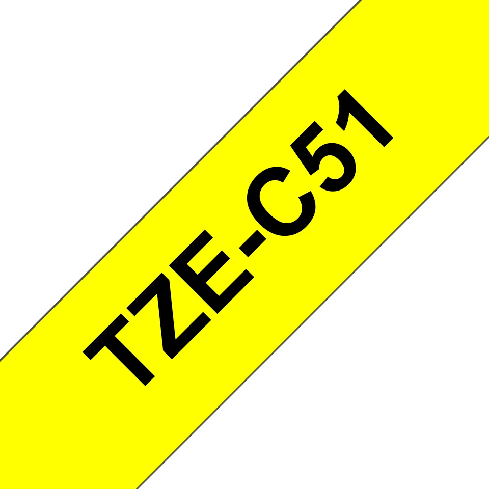 Brother TZE-C51 етикетна лента Черен върху флуоресцентно жълт — TZEC51