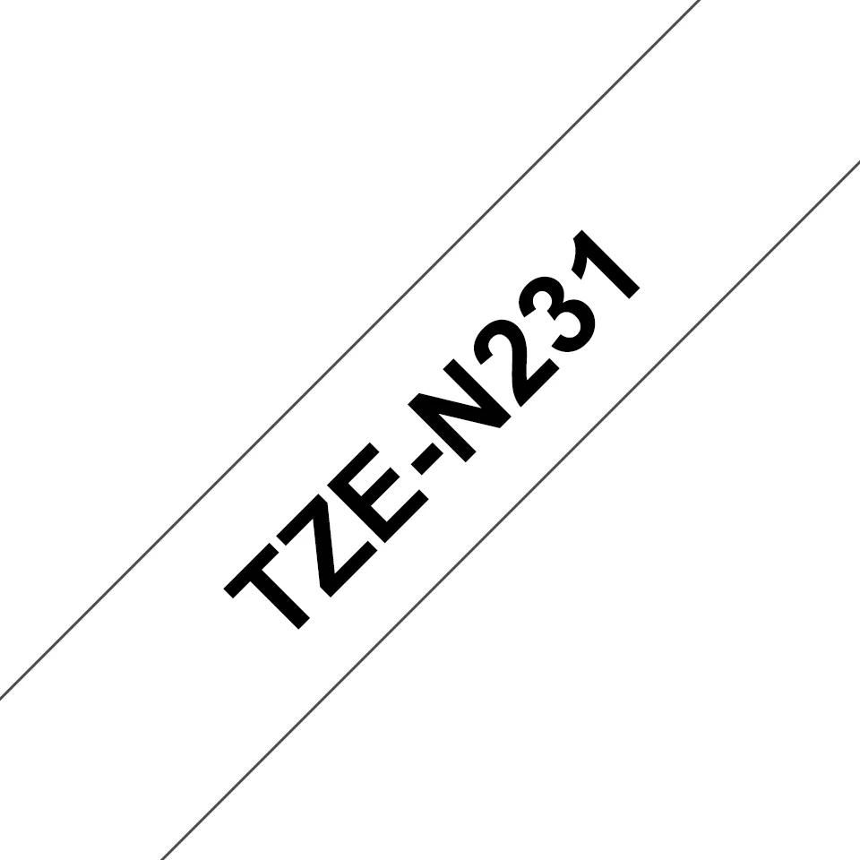Brother TZE-N231 етикетна лента Черен на бял фон TZ — TZEN231