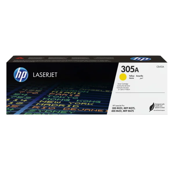 HP Оригинална тонер касета за LaserJet 305A, цвят жълт — CE412A