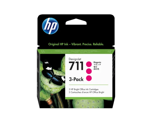HP Комплект от 3 касети с мастило 711, цвят магента, 29 мл — CZ135A