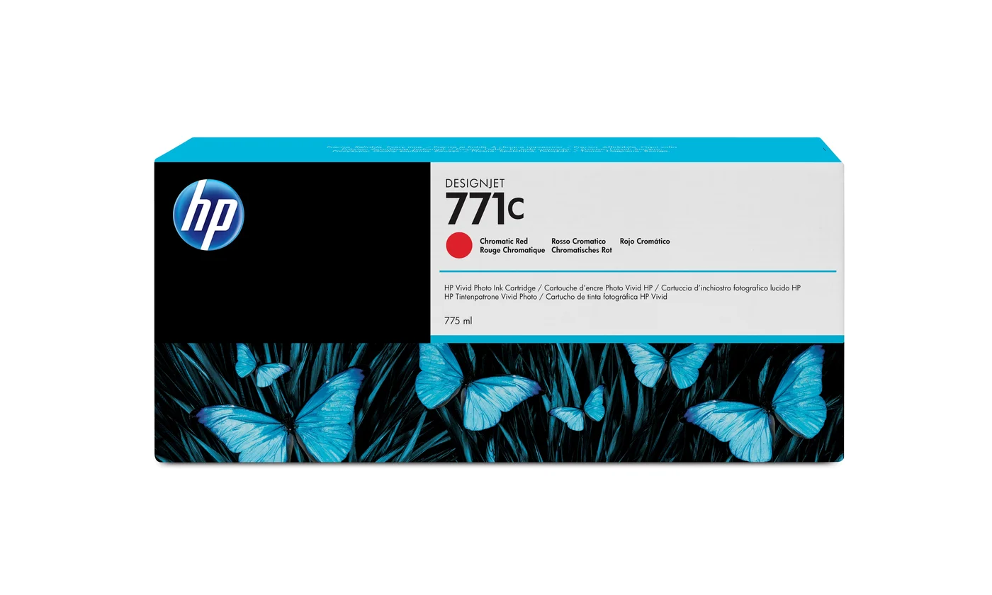 HP Касета с мастило за Designjet 771C, 775 мл, цвят хромиран червен — B6Y08A