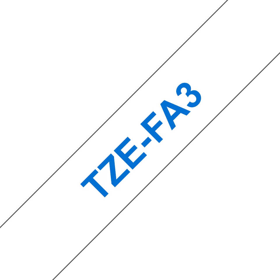Brother TZE-FA3 етикетна лента Син на бял фон — TZEFA3