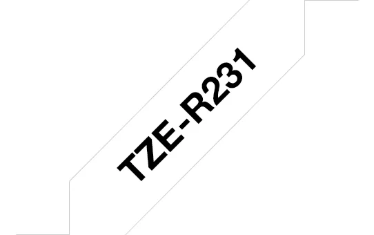 Brother TZE-R231 етикетна лента Черен на бял фон — TZER231