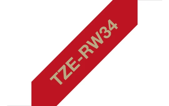 Brother TZE-RW34 етикетна лента Златен върху червен — TZERW34