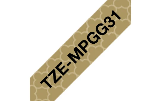 Brother TZE-MPGG31 етикетна лента Черен на златен фон — TZEMPGG31