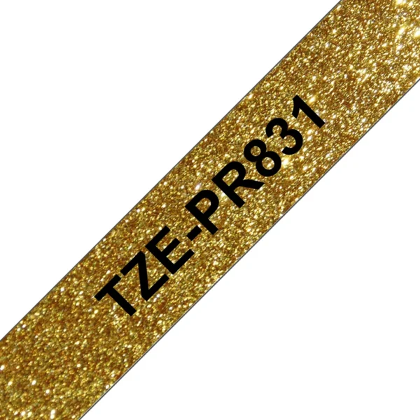 Brother TZE-PR831 етикетна лента Черен на златен фон — TZEPR831