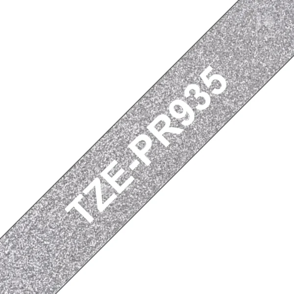 Brother TZE-PR935 етикетна лента Бяло върху сребърно — TZEPR935