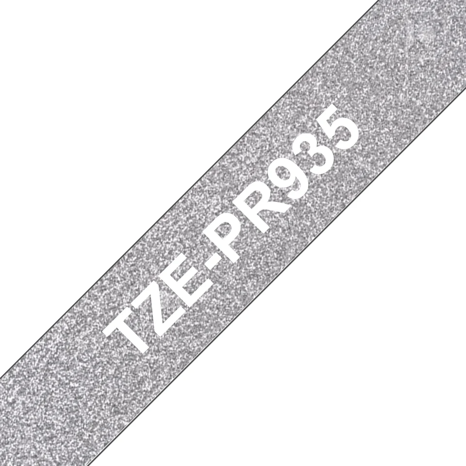 Brother TZE-PR935 етикетна лента Бяло върху сребърно — TZEPR935
