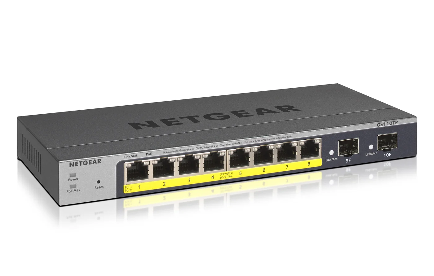 NETGEAR GS110TP Управляем L2/L3/L4 Gigabit Ethernet (10/100/1000) Захранване по Ethernet (PoE) Сив — GS110TP-300EUS