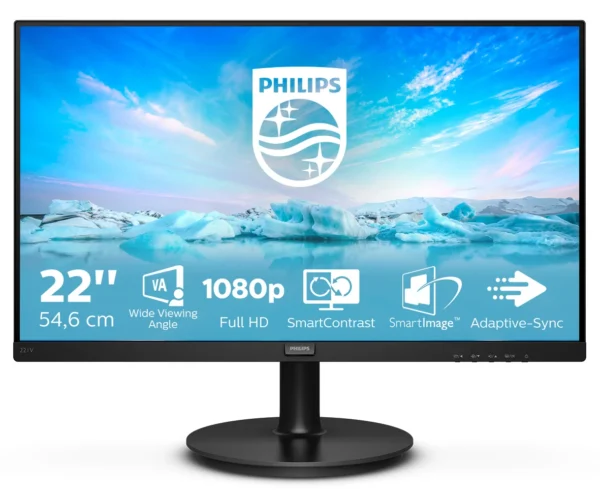 Philips V Line 221V8A/00 компютърен монитор 54,6 см (21.5") 1920 x 1080 пиксела Full HD LED Черен