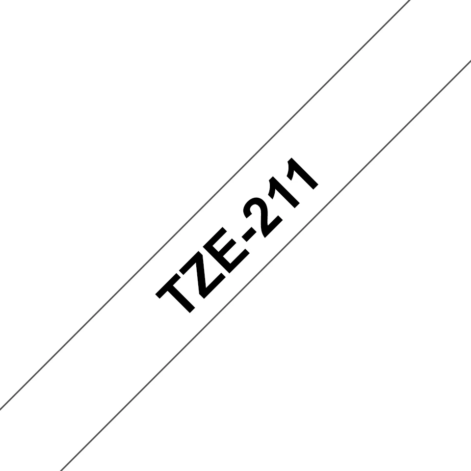 Brother TZe-211 етикетна лента Черен на бял фон — TZE211
