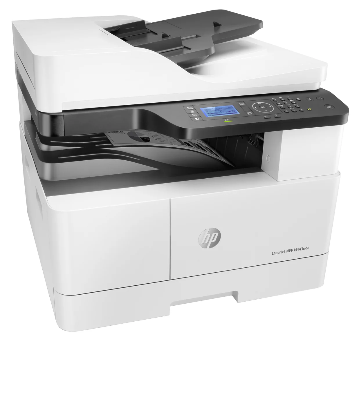 HP LaserJet M443nda Multifunction Черно-бял Принтер, Само за Ethernet; Копирна машина, скенер — 8AF72A HP LaserJet M443nda Multifunction Черно-бял Принтер, Само за Ethernet; Копирна машина, скенер — 8AF72A