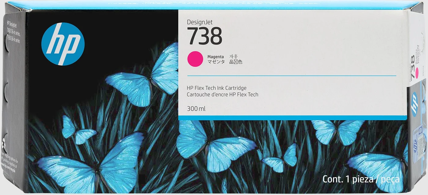 HP 738 300-ml Magenta DesignJet Ink Cartridge — 676M7A