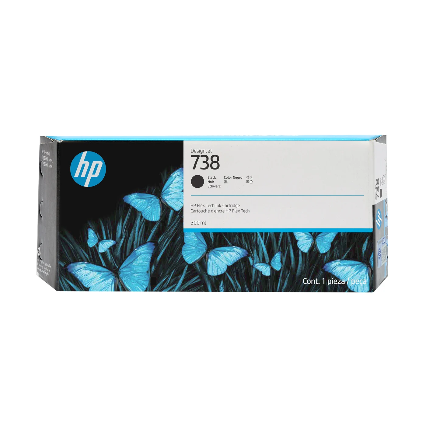 HP 738 300-ml Black DesignJet Ink Cartridge — 498N8A