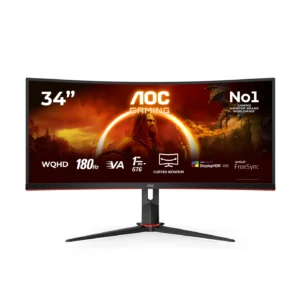 AOC G2 CU34G2XP компютърен монитор 86,4 см (34") 3440 x 1440 пиксела UltraWide Quad HD LED Черен, Червен — CU34G2XP/BK