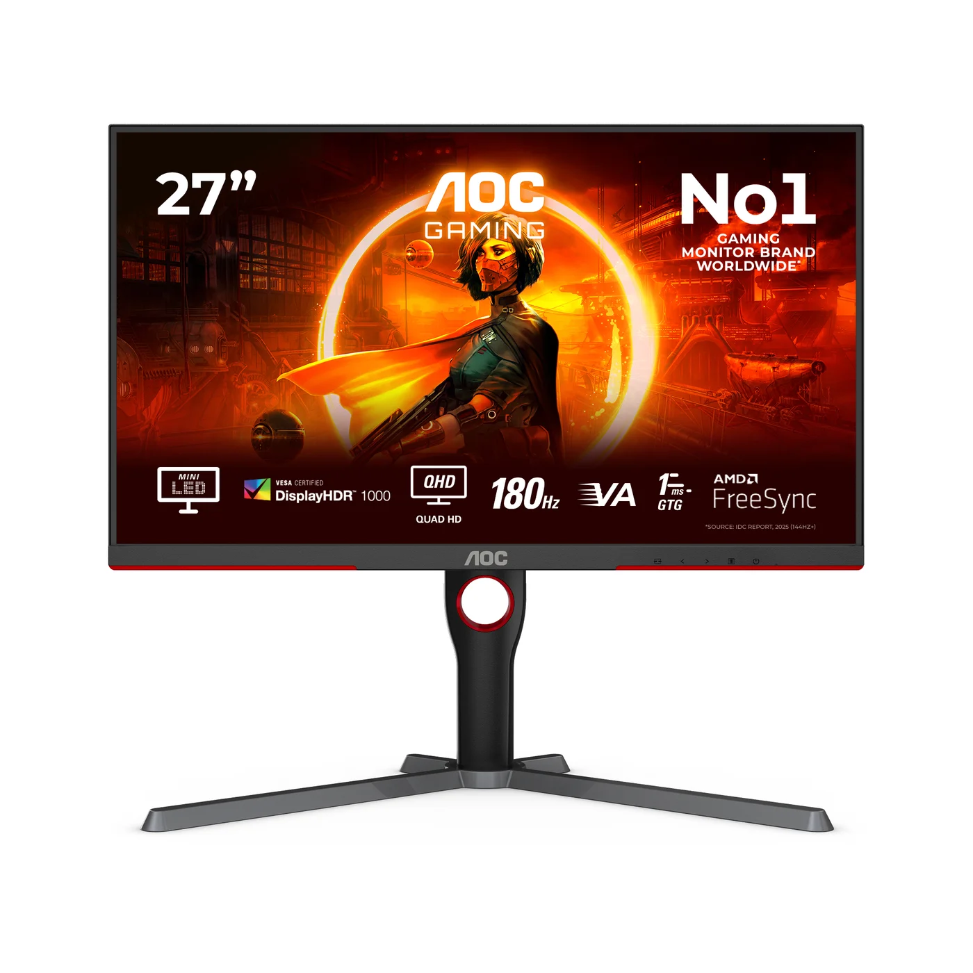 AOC G3 Q27G3XMN/BK компютърен монитор 68,6 см (27") 2560 x 1440 пиксела 2K Ultra HD LED Черен, Червен